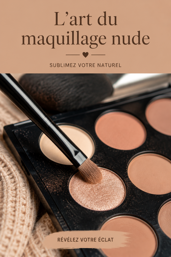 Femme avec un maquillage nude élégant mettant en valeur son visage, éclairage naturel.