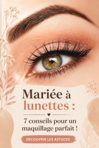 Mariée souriante portant des lunettes, maquillage assorti et élégant