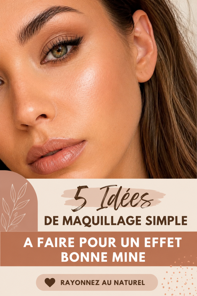Maquillage simple avec teint lumineux sur un visage souriant.