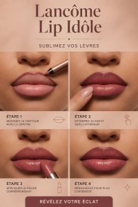Un tube de Lip Idôle de Lancôme présenté avec des teintes variées.