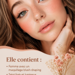 Femme avec un maquillage blush draping et un teint lumineux