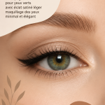 Maquillage élégant avec ombre à paupières champagne pour les yeux verts.