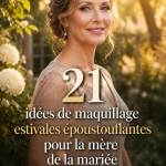 Maquillage d'été pour la mère de la mariée avec des couleurs fraîches et lumineuses.
