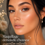 Look de maquillage naturel pour demoiselle d'honneur mettant en valeur un teint éclatant et une bouche douce.