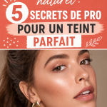 Un visage maquillé avec un teint naturel et lumineux, mettant en avant les techniques professionnelles.