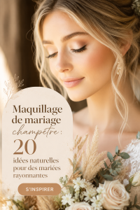 Une mariée avec un maquillage rustique et naturel lors de son mariage