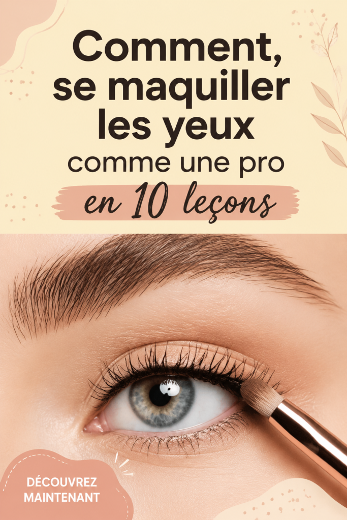 Femme maquillant ses yeux avec des produits de maquillage de qualité sans excès.