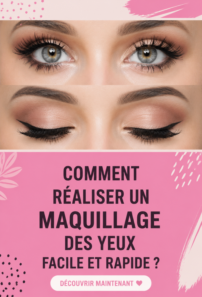 Un maquillage des yeux effectué rapidement avec des produits de beauté.