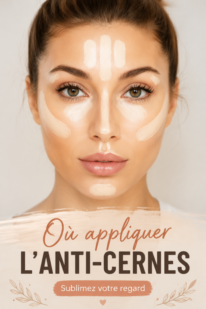 Femme appliquant de l'anti-cernes sous ses yeux pour un regard lumineux.
