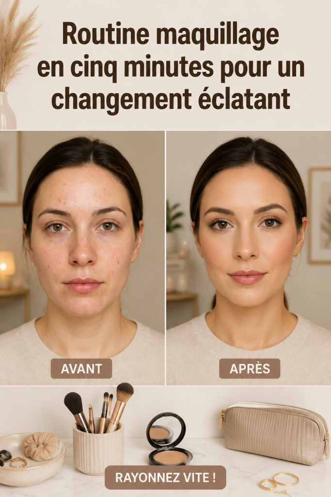 Femme appliquant un maquillage rapide pour un look éclatant
