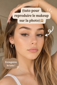 Maquillage pétillant sur un visage féminin souriant, mettant en valeur les yeux et les lèvres.